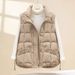 Women's Quilted Vest With Hood - Polyester Puffer Jacket For Winter, Streetwear Fashion, Oversized Fit, Zip Front_voghion.com