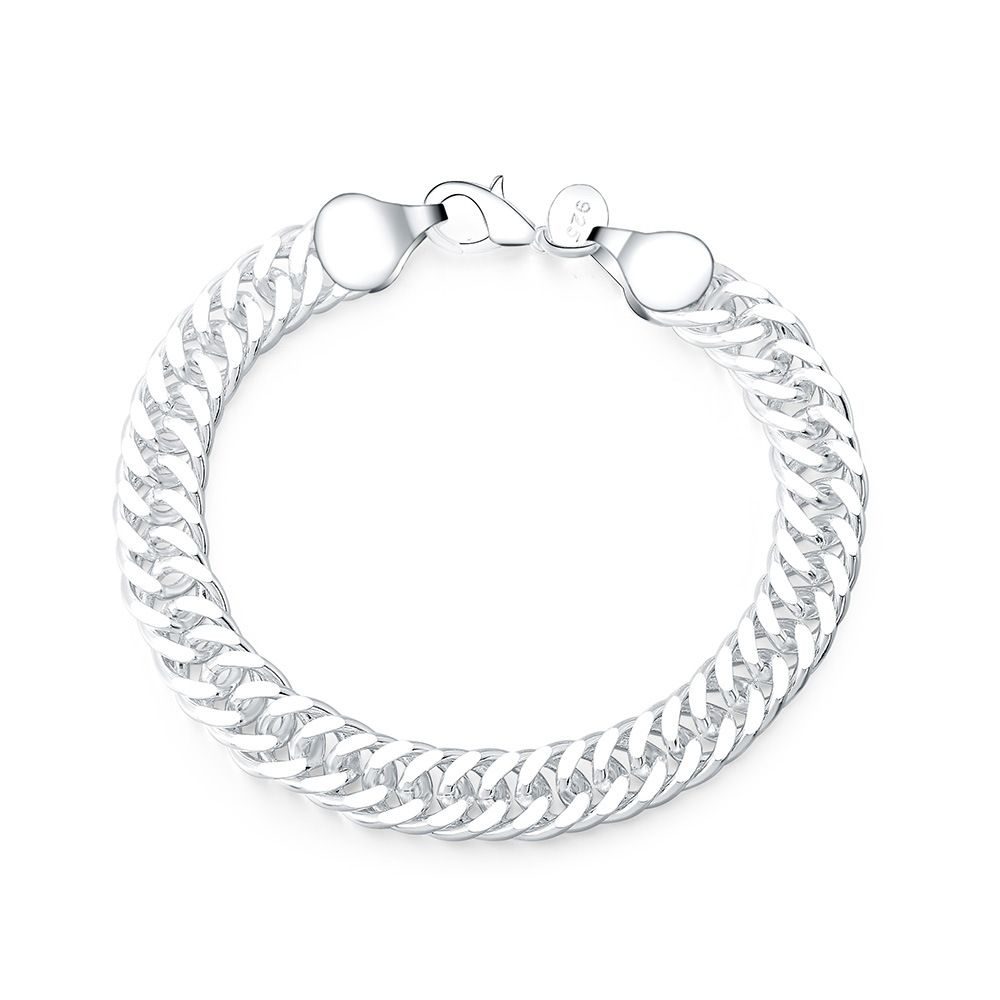 Bracciale da uomo placcato in argento con lato cubano coreano e giapponese, stesso stile_voghion.com