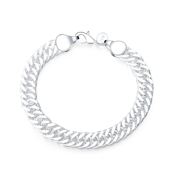 Bracciale da uomo placcato in argento con lato cubano coreano e giapponese, stesso stile_voghion.com