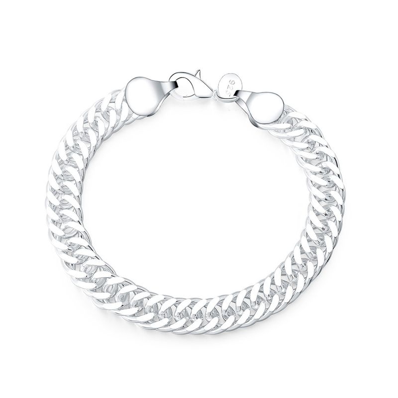 Bracciale da uomo placcato in argento con lato cubano coreano e giapponese, stesso stile_voghion.com