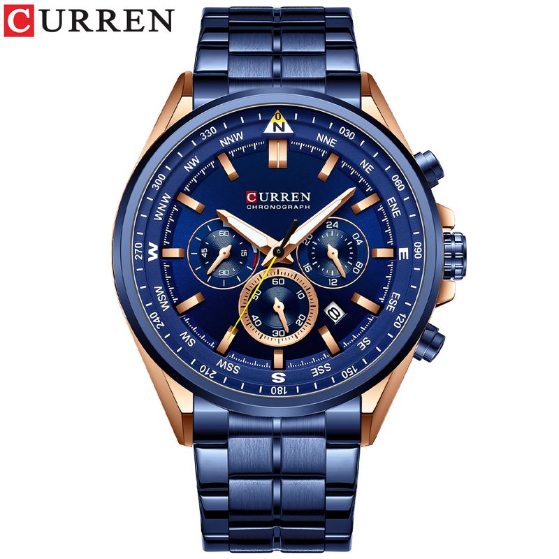 Luxury Wrist es for Men Stainless Steel Quartz Wristes with Chronograph Casual Sport Clock 8399 erkek kol saati_voghion.com