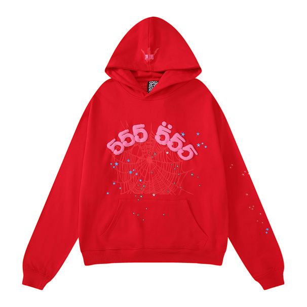 Herrenbekleidung Der gleiche Stil wie Prominente 555555 Spinnennetz-Schaumdruck Hip-Hop-Kapuzenpullover für Männer und Frauen mit lockerem, lässigem Kapuzenpullover_voghion.com