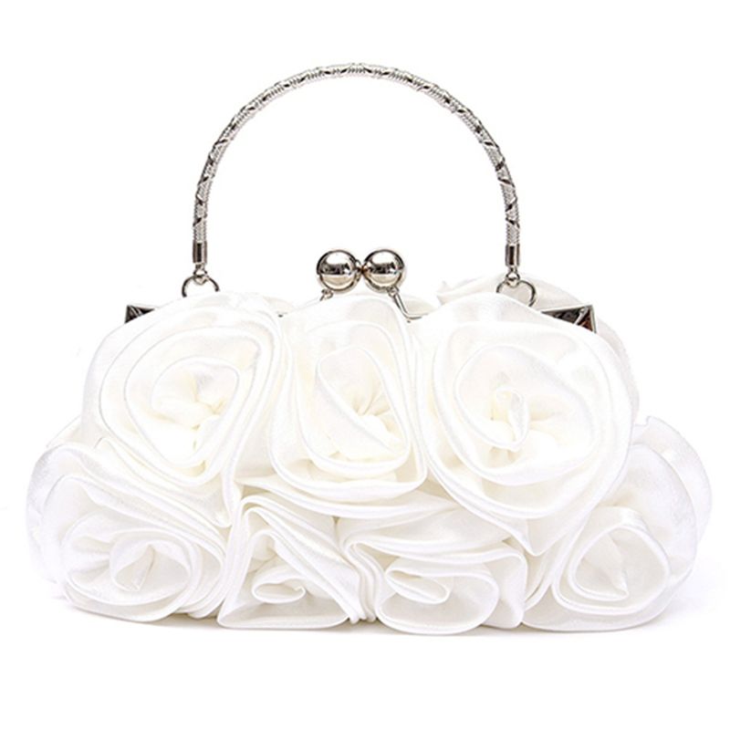 Kjiuyou – Sac à main en soie à motif de roses pour femme, pochette de mariée pour soirée de mariage_voghion.com