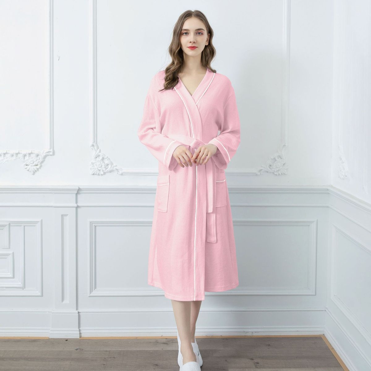 Japanischer Kimono-Bademantel für Damen und Herren, langärmlig, für Spa, Lounge und Schlaf._voghion.com