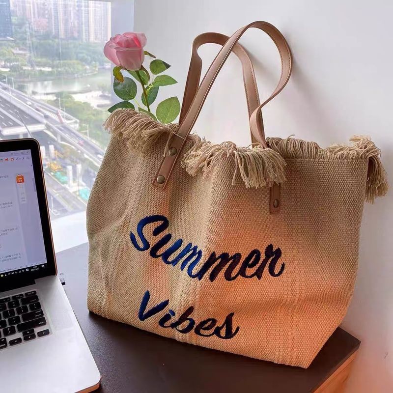Borse da donna in tela, borse tote in tela ricamate con monogramma, borse da spiaggia intrecciate da donna, borse a tracolla e borse a mano_voghion.com