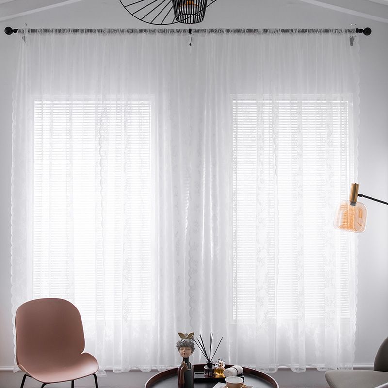 ​Weiße transparente Spitzenvorhänge – Polycotton-Voile-Fensterpaneele für Wohnzimmer und Schlafzimmer – Durchsichtige Stickereien im koreanischen Stil (150 × 240 cm, 2er-Set)_voghion.com
