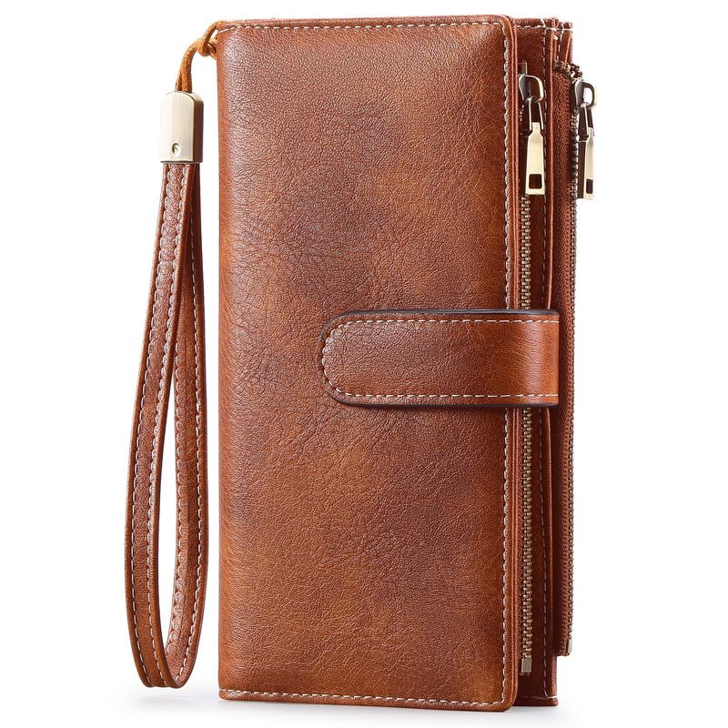 Women's Long Wallet Rfid Multi-functional Women's Money Clip Three Fold Clutch Bag_voghion.com
