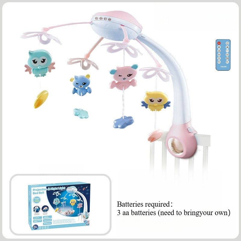 Hot-selling Music Rotating Projection Remote Control Bed Bell Toy 0-12 Months Newborn Baby Educational Early Education Rattle_voghion.com