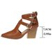 2024 Autumn Winter New High Chunky Heel Pointed Toe Belt Buckle Roman Sandals Women Leather Single Boots Plus Size_voghion.com