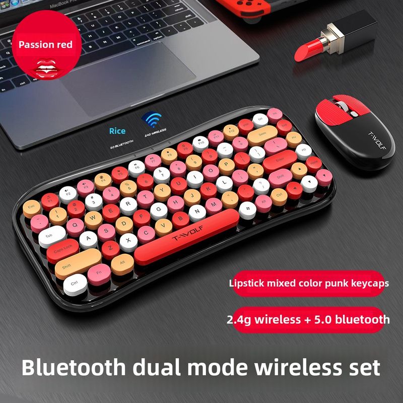 RTF660 Bluetooth Wireless Dual-mode Mouse Keyboard Set Lipstick Tablet Keyboard And Mouse_voghion.com