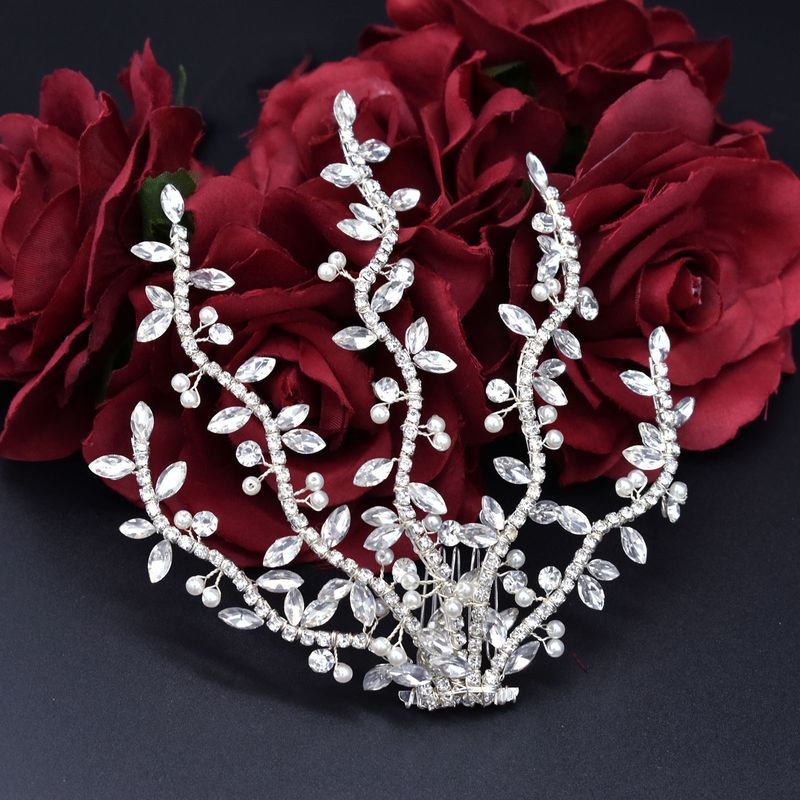 Haarkamm, Kopfschmuck, Braut, handgefertigt, Strass, Perlen, Haarkamm, Frisur, weiches Haar, Zubehör für Hochzeitskleider_voghion.com