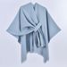 K New Women's Warm Cloak Simple Double-sided Solid Color Split Outerwear Shawl_voghion.com