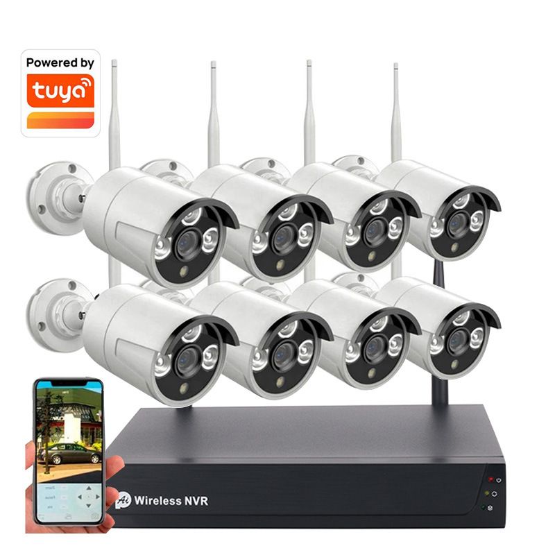 Kit de caméras de sécurité Tuya Smart Surveillance Equipment Kit NVR Kit de caméra de surveillance sans fil Kit Wi-Fi_voghion.com