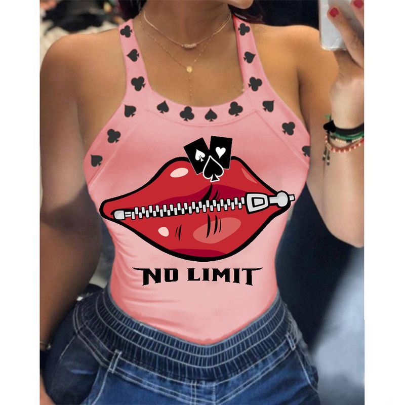 Dametøj dame sexet seler print T-shirt lille vest top 24 farver 8 størrelser på lager_voghion.com