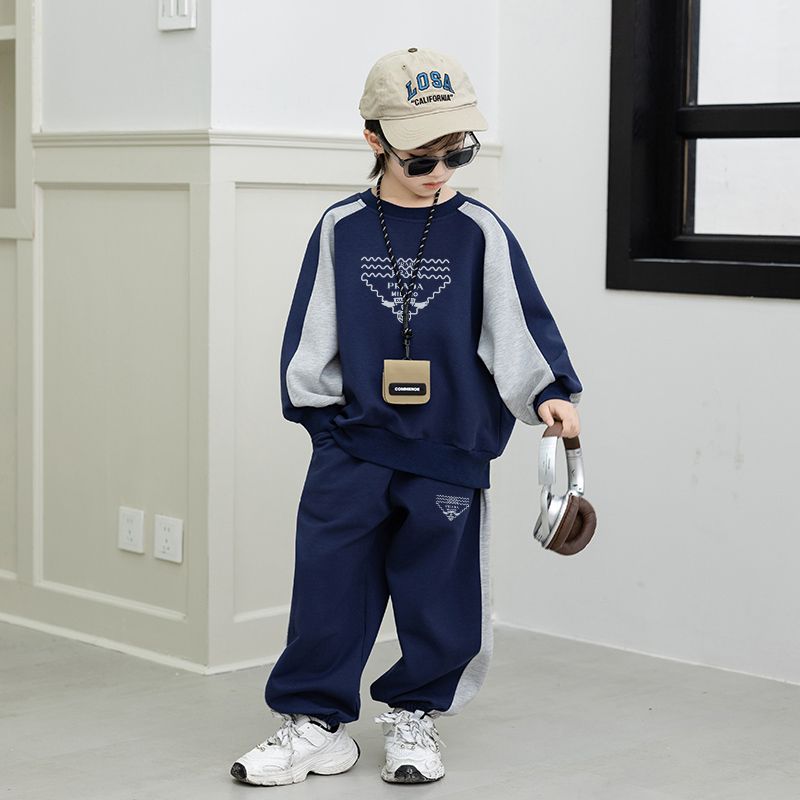 Nuova moda per bambini e bambine di mezza età, 2025, nuovi pantaloni a maniche lunghe con cerniera a costine e piccoli asciugamani, set da due pezzi_voghion.com