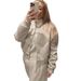 Baseballjacke aus Wollmischung für Damen – Lässiger Bombermantel mit langen Ärmeln und Taschen (S-XL, Khaki)_voghion.com
