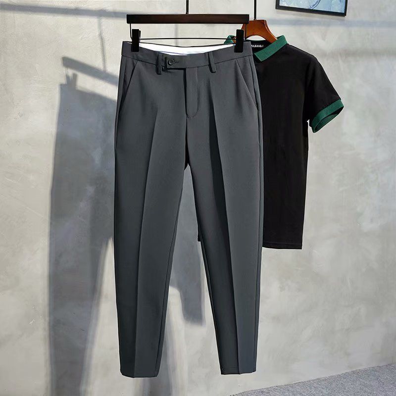 Herenkleding Herfst Heren Negen Punten Pak Broek Rechte Losse Anti-Kreuk Casual Broek Zakelijk Draperen Slim Fit Potlood Broek Heren_voghion.com