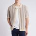 Men's Knitted Polo Shirt Lapel Cardigan Multi Color Vertical Striped Short Sleeved Knitted Top_voghion.com