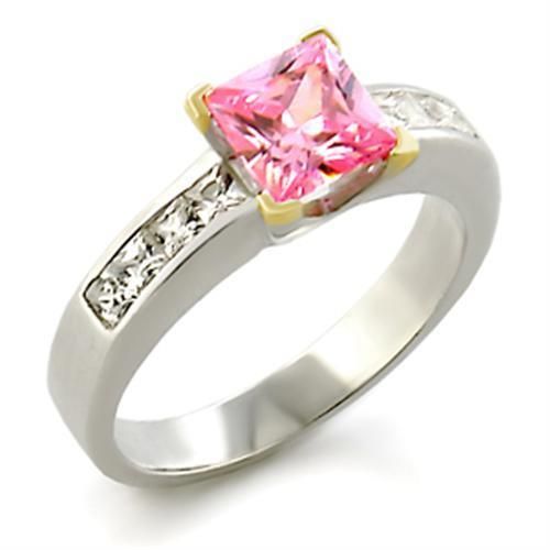 34104 - Reverse Two-Tone  Sterling Silver Ring with AAA Grade CZ in Rose_voghion.com