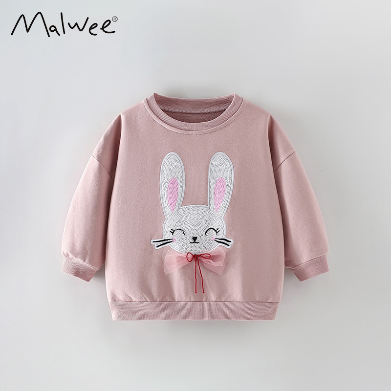 Malwee Children's Sweatshirt Autumn Winter New Style Small And Medium Kids Round Neck Long Sleeve Cute Little Girl Top_voghion.com