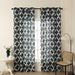 Black Background Gourd Flower Printed Curtains High Grade Messy Semi Light Blocking Printed Curtains Suitable For Living Room Balcony Curtains_voghion.com