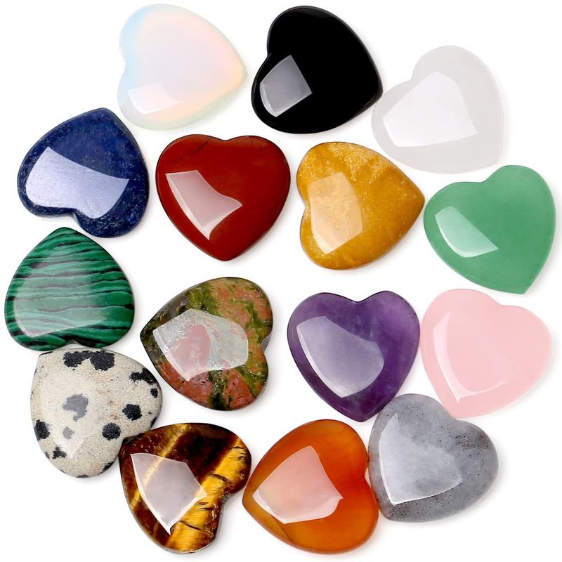 Women's Jewelry 15pcs Natural Crystal 20mm Heart Shaped Love Natural Stone Ornaments Gemstone Crystal Stone Jewelry_voghion.com