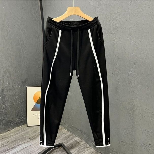 Herren-Jogginghose im Loose Fit – High Street Style, bequem & trendig (Schwarz/Grau, 2XL-3XL, Neun-Punkt-Design)_voghion.com