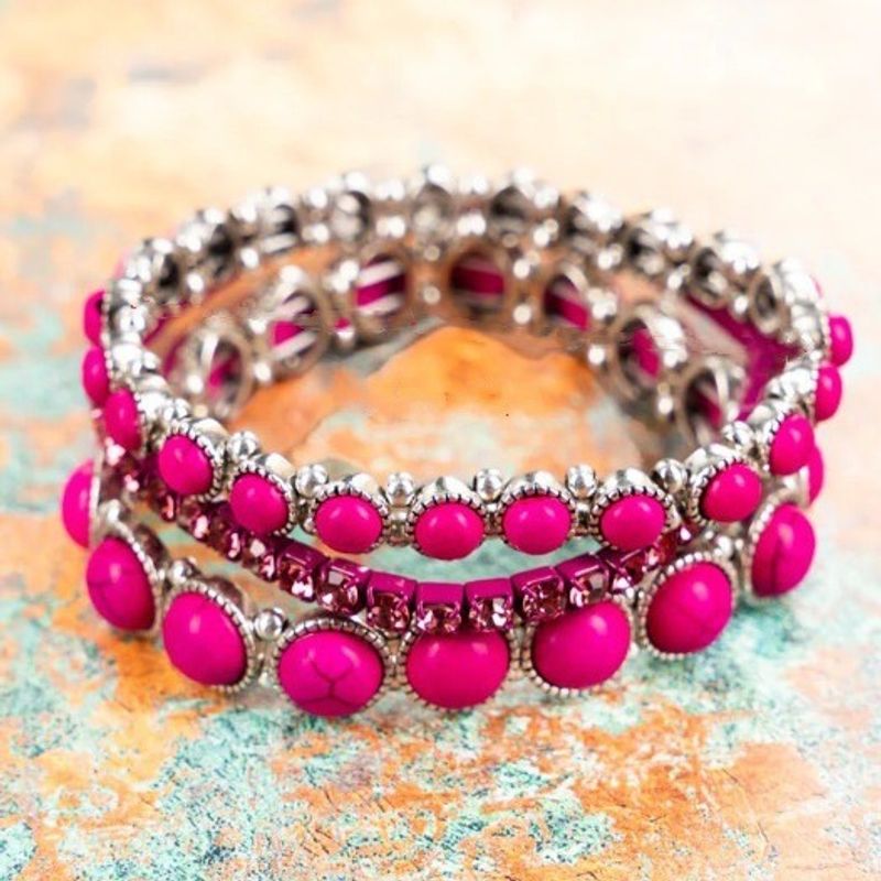 Nuovo braccialetto multistrato in lega con strass turchesi intarsiati in stile bohémien_voghion.com