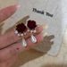 Silber Nadel Herbst Winter Wein Rot Samt Rose Perle Für Frauen Elegante High-end-Gefühl 2023 Neue Ohrringe_voghion.com