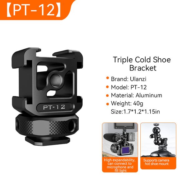 Adaptateur de vis 1/4'' pour triple griffe froide Ulanzi PT-12, extension du microphone, lumière de remplissage, moniteur, bras magique, accessoires pour appareil photo reflex numérique_voghion.com