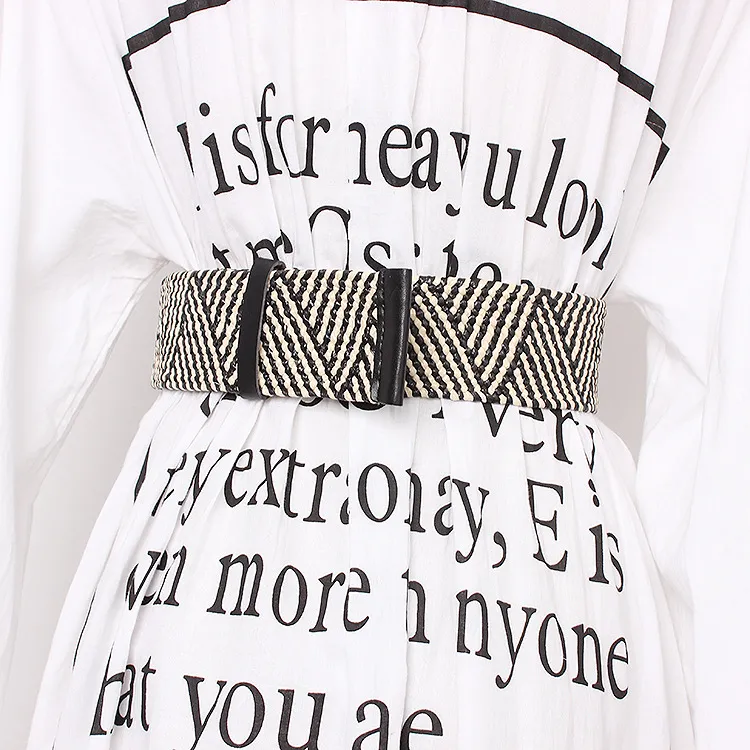 Women Braided Belts Summer Fashion Braided Elastic Belt Women's Decorative Dress Wide Waist Elastic Belt Free Of Punching Belt_voghion.com