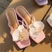 Women's Floral Square Toe Slides - Women's Chunky Heel Open Toe Sandals For Vacation_voghion.com