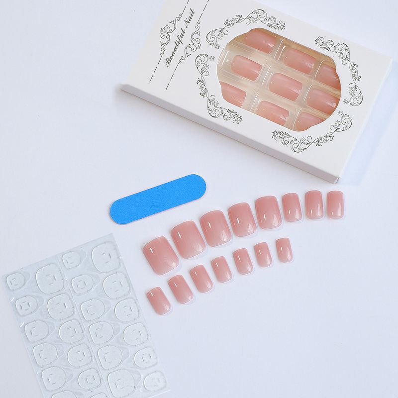 Reine Farbe Tragbare Kurze Nail Art Quadrat Tragbare Künstliche Nägel Herbst Und Winter Nude Nail Art Fertigen Produkt_voghion.com