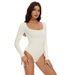 Langärmlige Shapewear, eng anliegender und bauchbetonter Overall, hohe Elastizität, Herbst und Winter in Übergröße, bauchbetonter Rundhalsausschnitt_voghion.com