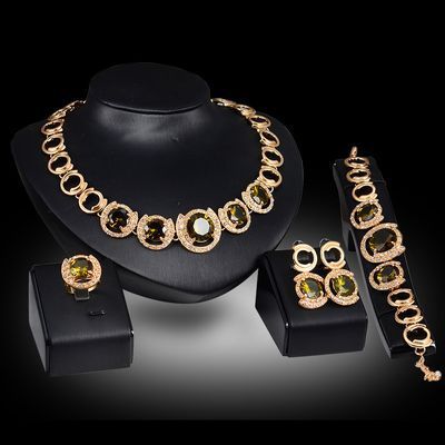 Populär High-End Legierungskette, Ouerréng, Set, 4-teilig Braut Hochzäitsbijousset_voghion.com