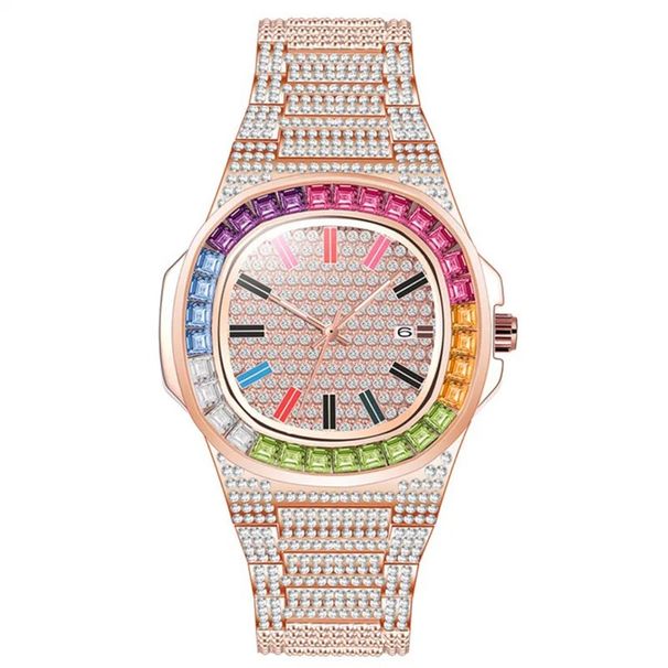 Diamantklockor Färgad Kalender Dammode Quartzklocka_voghion.com