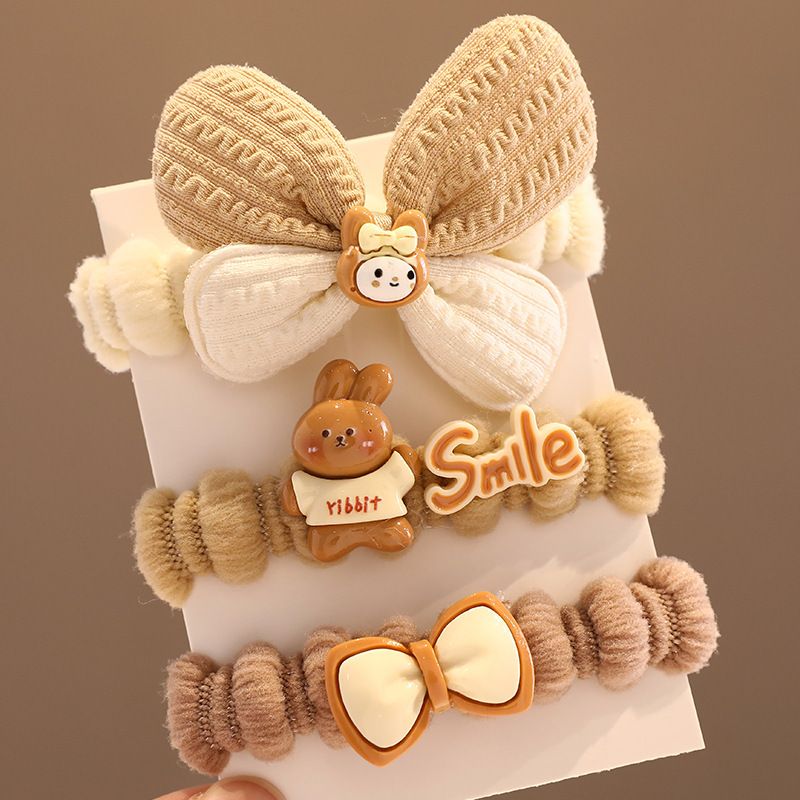 Corde à cheveux marron lait pour enfants, bandeau en caoutchouc avec nœud, ne fait pas mal aux cheveux, pour filles, coiffure, nouvelle collection 2023_voghion.com