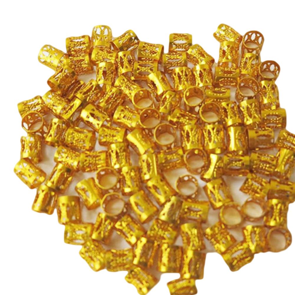 XinWq 100 Adet 8mm Delikli Mikro Dreadlock Halka Boncukları İçi Boş Saç Örgüsü Manşet Klipsleri Hediye_voghion.com