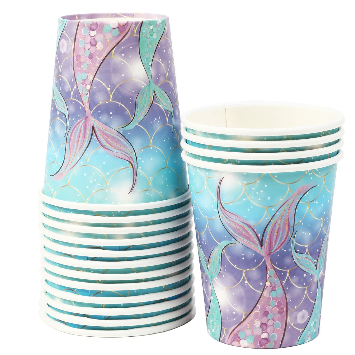 Mermaid birthday party set paper tray paper cup paper towel baby shower paper tray_voghion.com