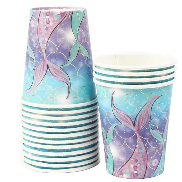 Mermaid birthday party set paper tray paper cup paper towel baby shower paper tray_voghion.com