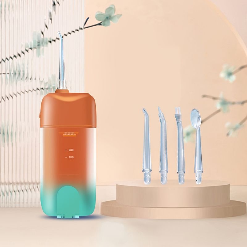 Spazzolino da denti portatile con cavo di alimentazione USB, dispositivo per la pulizia e il lavaggio dei denti per l'igiene orale personale (1 corpo + 4 testine di ricambio)_voghion.com
