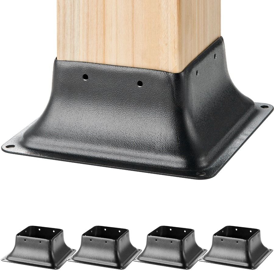 Acciaio 4x4 per 4 pezzi di staffa per pali di ancoraggio per terrazze, verniciato a polvere, 3,6x3,6 pali interni, base per pali standard per carichi pesanti, legno_voghion.com