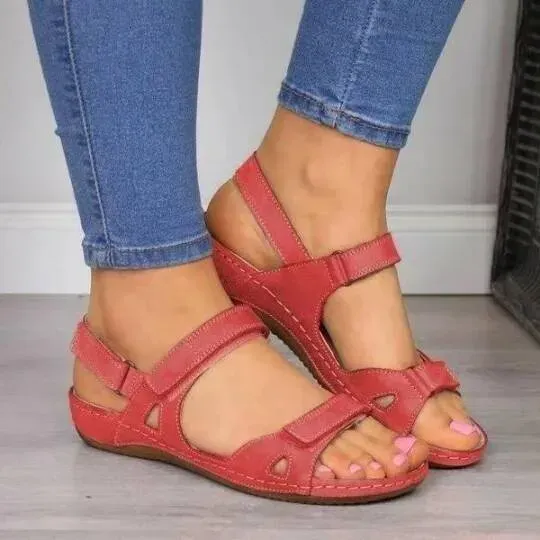 Women's Minimalist Wedge Open Toe Thick Soled Platform Casual Sandals Ankle Strap Slingback Velcro Buckle Strap Shoes_voghion.com