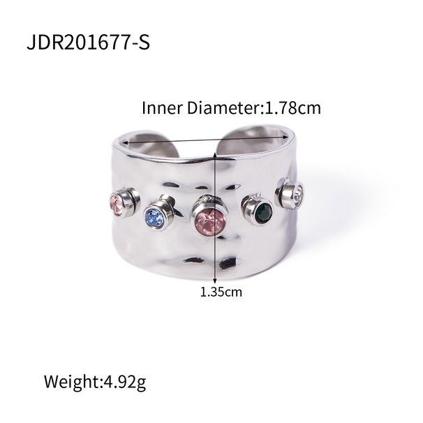 Anello personalizzato in acciaio inossidabile da donna con apertura in zircone dello stesso colore della celebrità di Internet INS_voghion.com