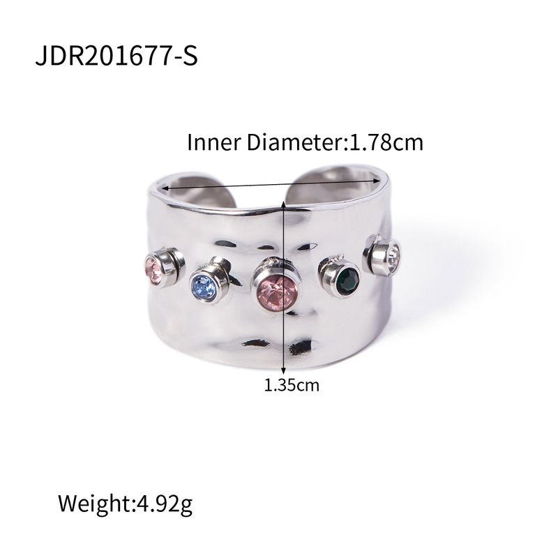 INS Internet-Berühmtheit gleichfarbiger Zirkon-Öffnungsschmuck für Damen aus Edelstahl mit personalisiertem Ring_voghion.com
