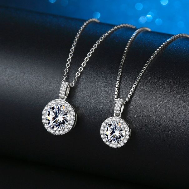 Collana con moissanite intarsiata da un carato, collana con clavicola in moissanite intarsiata in argento sterling, modello femminile semplice, trasmissione in diretta con vibrato_voghion.com