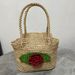 Borsa a mano in rafia stile francese, casual, fatta a mano, piccola, intrecciata con erba rosa 3D_voghion.com
