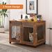 Sliding Door Dog Cage With Partition For Two Puppies, Rustic Brown, 39.37'' W X 25.20'' D X 28.94'' H_voghion.com