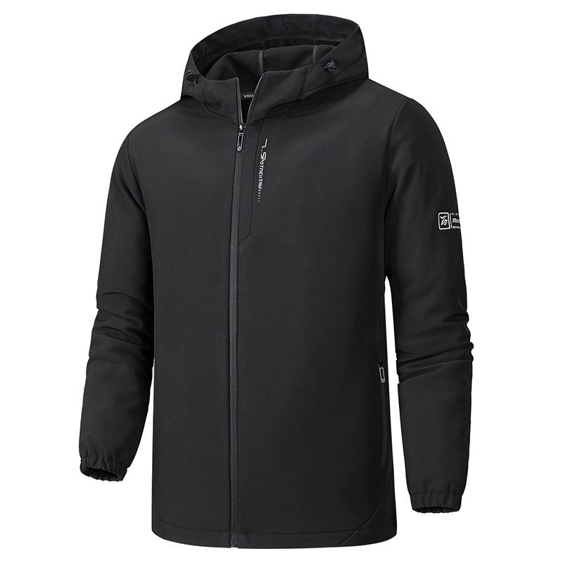 Men's Lightweight Softshell Jacket - Windproof & Water-Resistant Fleece-Lined Outdoor Coat, Breathable Polyester For Hiking & Smart Casual (XL-5XL)_voghion.com