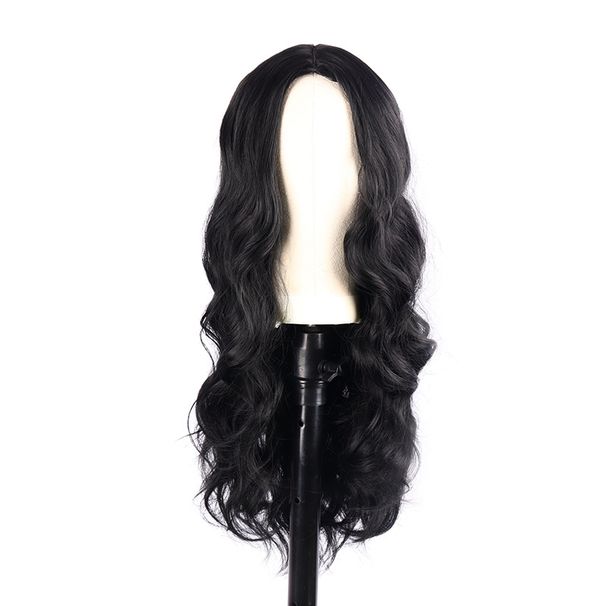 Synthetic Clip-in Wigs Wigs Women's Black Middle Parted Long Curly Hair Big Wave Machine Made Headpiece Simulation Scalp_voghion.com